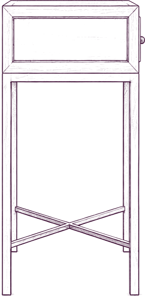 Mako Console Table, side elevation line drawing