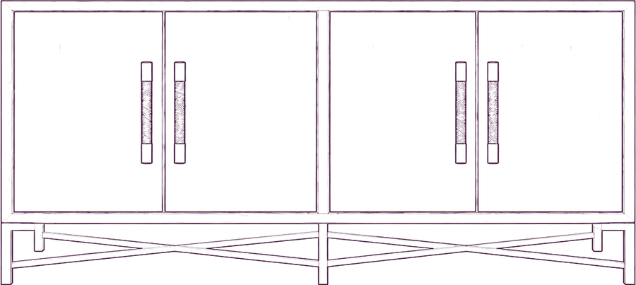 Mako Sideboard, front elevation line drawing
