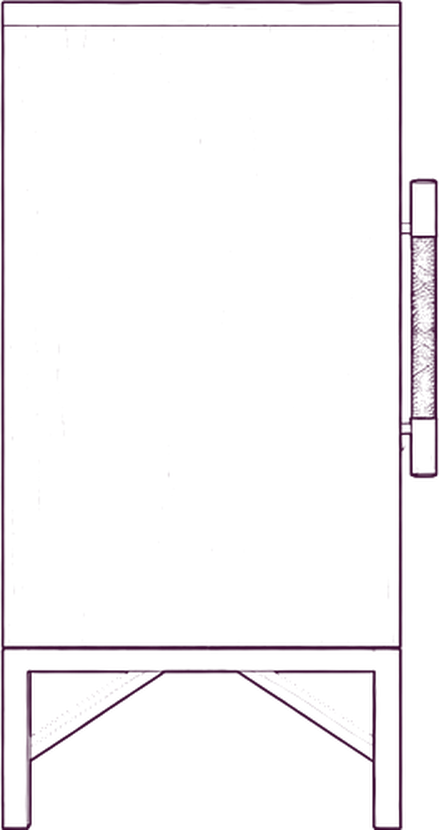 Mako Sideboard, side elevation line drawing