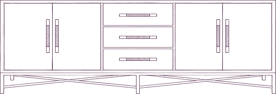 Mako Sideboard, front elevation line drawing