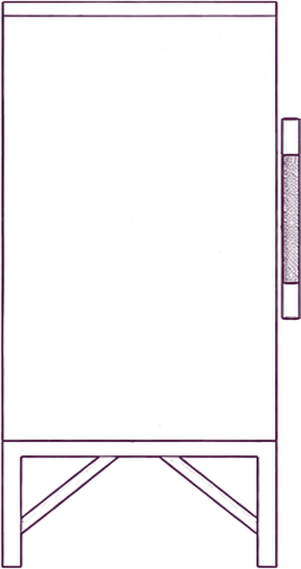 Mako Sideboard, side elevation line drawing