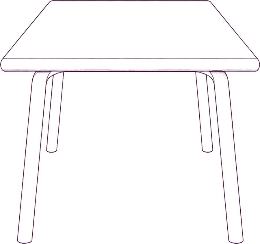Malibu Dining Table, side elevation line drawing