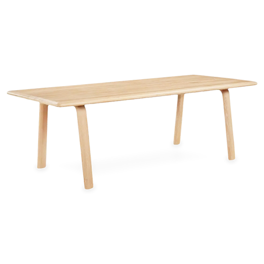Malibu Dining Table in White Oak, three-quarter view