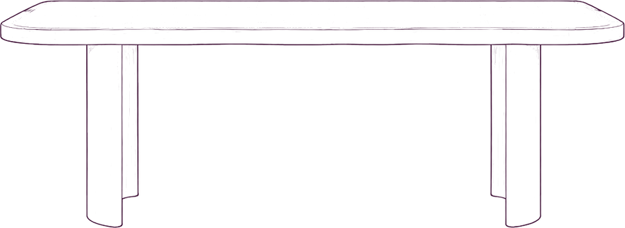 Mallory Dining Table, front elevation line drawing