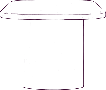 Mallory Dining Table, side elevation line drawing