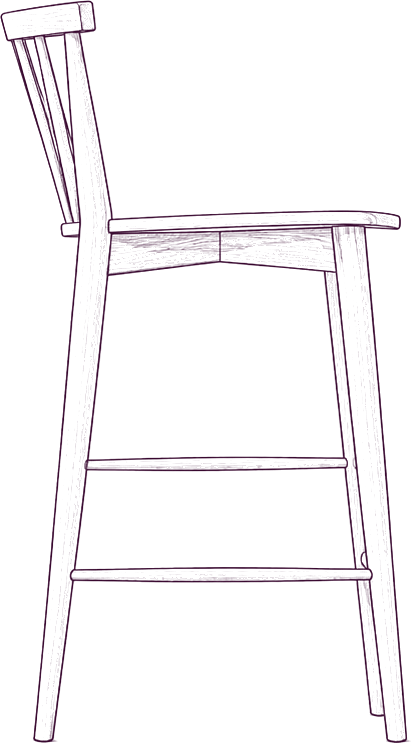Marley Counter Stool, side elevation line drawing