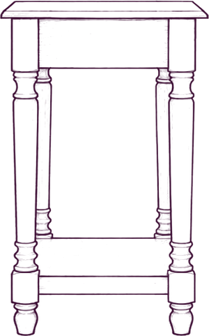 Martha Console Table, side elevation line drawing