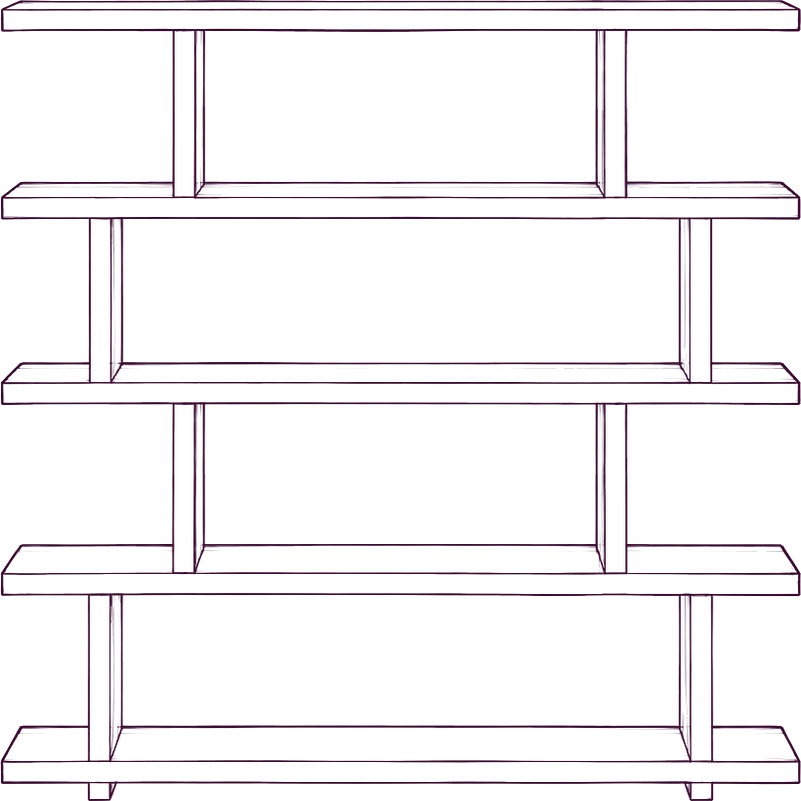 Miri Large Bookshelf, front elevation line drawing