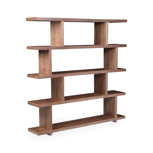 Miri Large Bookshelf in Walnut, three-quarter view