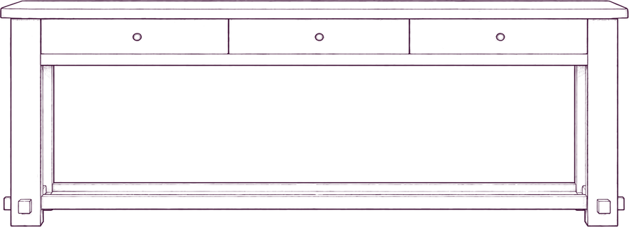 Morey Console Table, front elevation line drawing