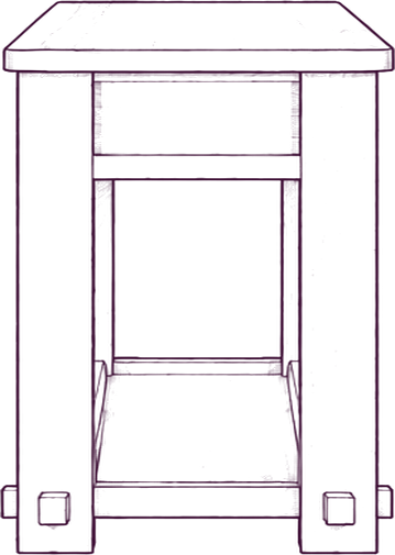 Morey Console Table, side elevation line drawing