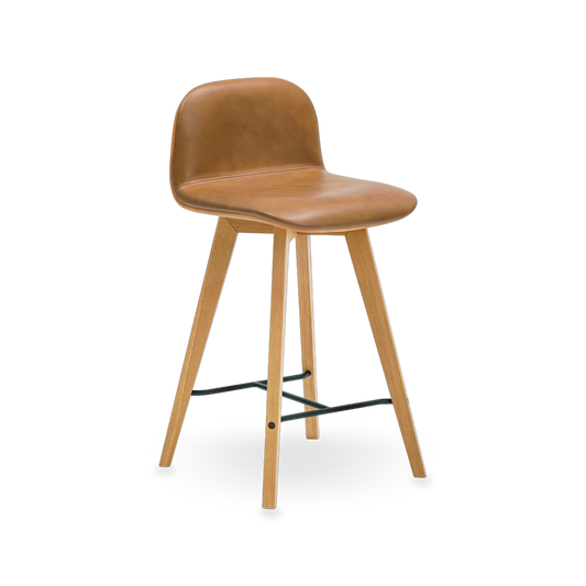 Napoli Leather Counter Stool, three-quarter view
