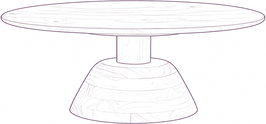 Nels Coffee Table, front elevation line drawing