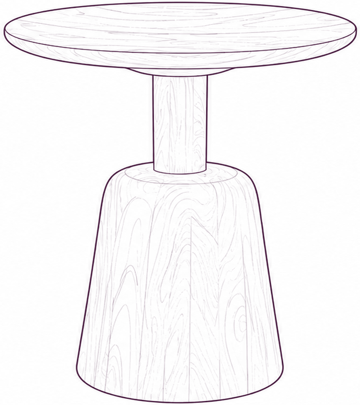 Nels End Table, front elevation line drawing