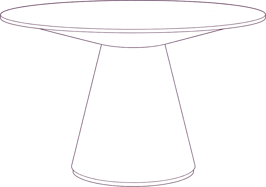 Otago Dining Table, front elevation line drawing