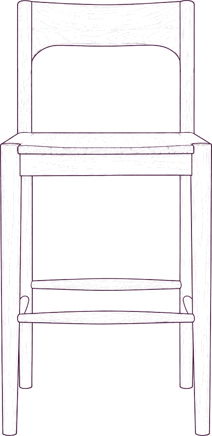 Owing Counter Stool, front elevation line drawing