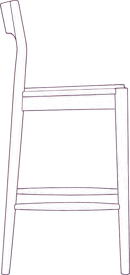 Owing Counter Stool, side elevation line drawing