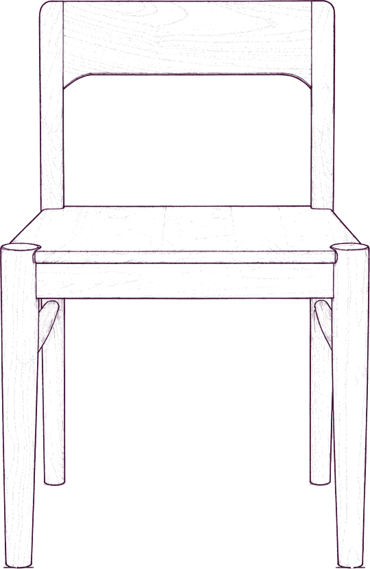 Owing Dining Chair (Pair), front elevation line drawing