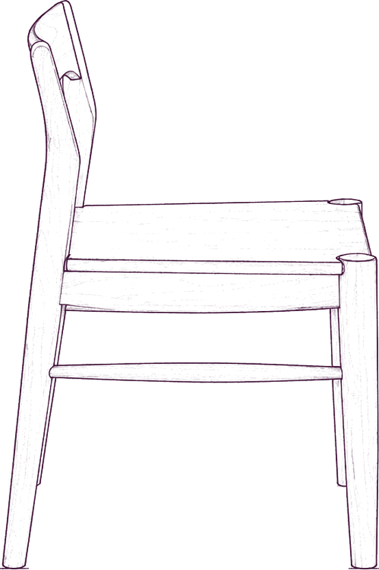 Owing Dining Chair (Pair), side elevation line drawing