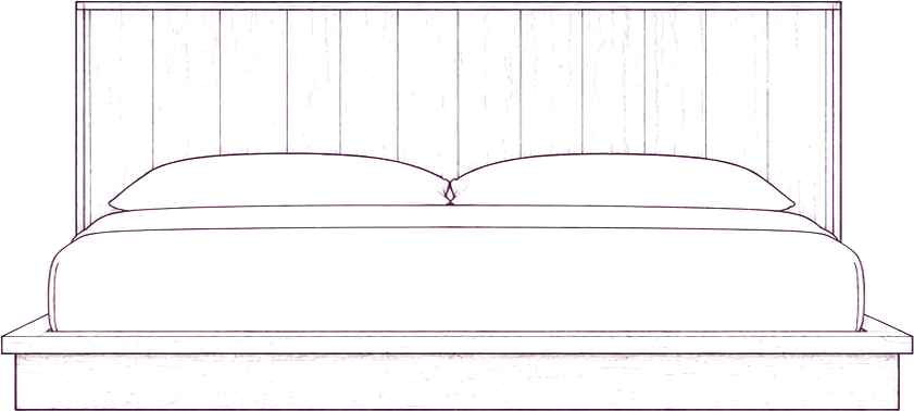 Plank Bed, front elevation line drawing