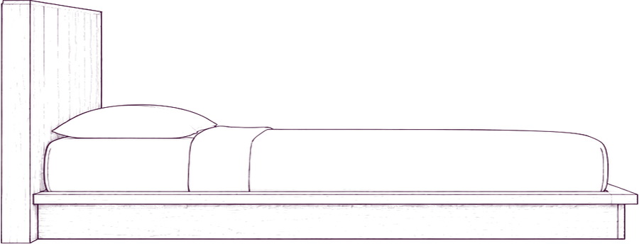 Plank Bed, side elevation line drawing