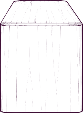 Post Dining Bench, side elevation line drawing