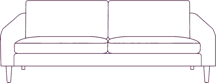 Quinn Sofa, front elevation line drawing