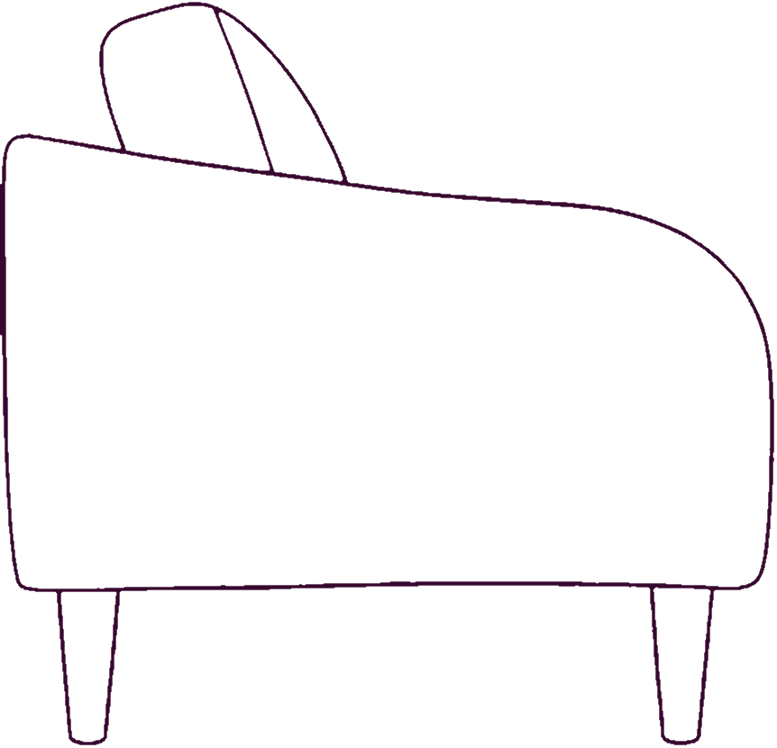 Quinn Sofa, side elevation line drawing