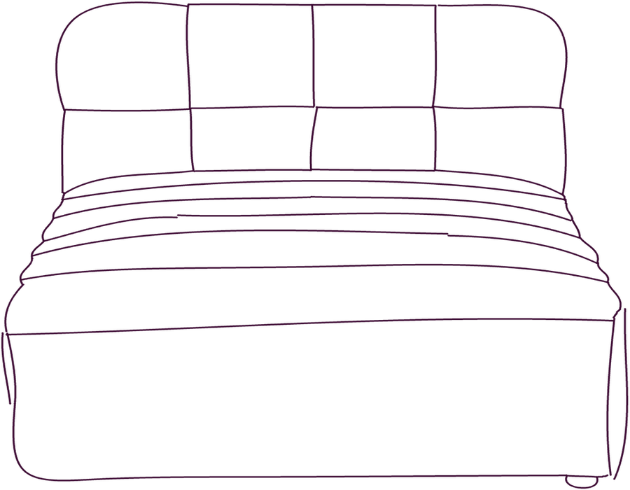 Ramsay Leather Chaise, front elevation line drawing
