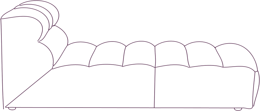 Ramsay Leather Chaise, side elevation line drawing