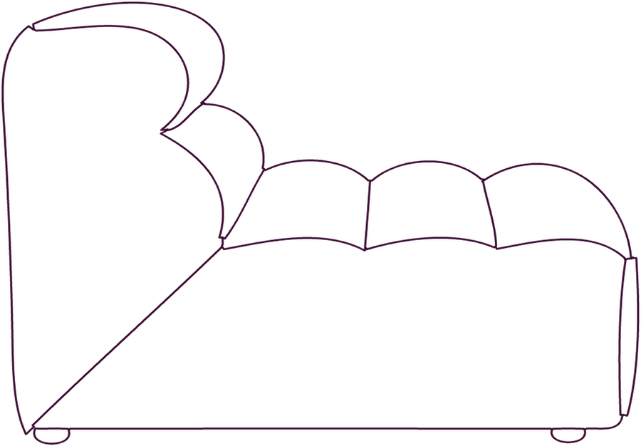 Ramsay Leather Slipper Chair, side elevation line drawing