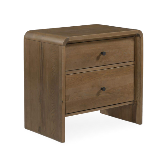 Riley Oak Nightstand, three-quarter view