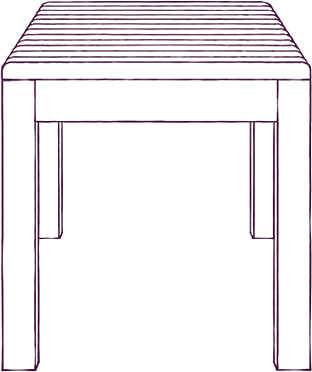 Rohe Bench, side elevation line drawing