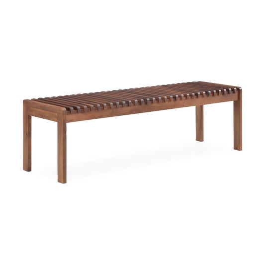 Rohe Bench in Walnut, three-quarter view