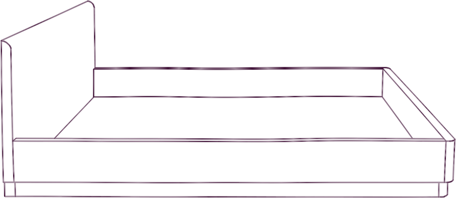 Round Off Bed, side elevation line drawing