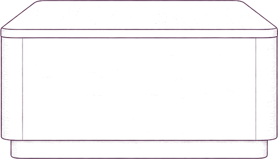 Round Off Coffee Table, side elevation line drawing