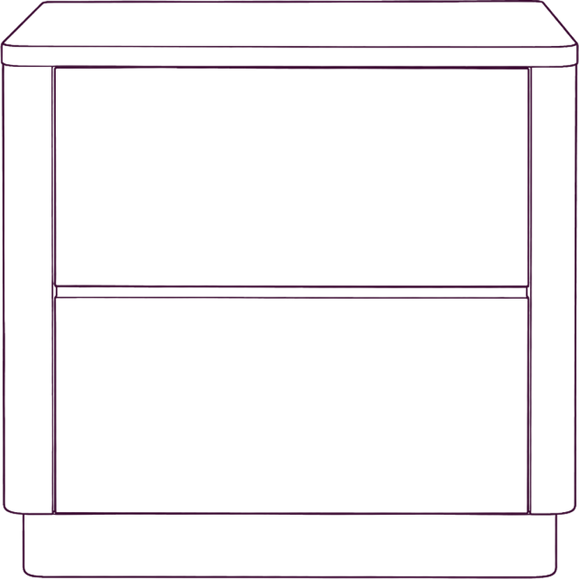 Round Off Tall Nightstand, front elevation line drawing