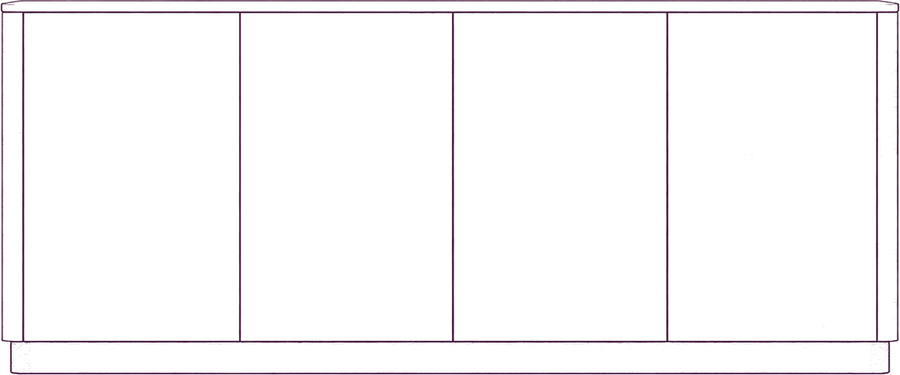 Round Off Sideboard, front elevation line drawing