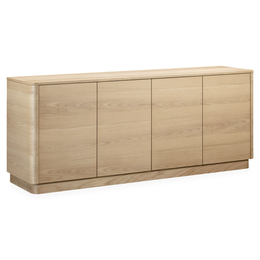 Round Off Sideboard in Natural Oak, three-quarter view