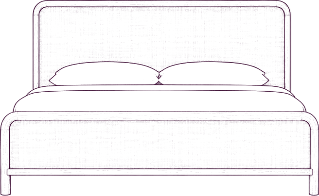 Rye Bed, front elevation line drawing