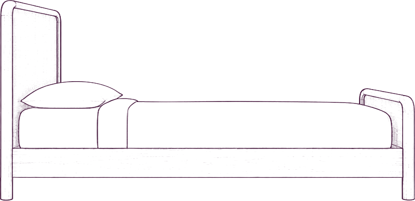 Rye Bed, side elevation line drawing