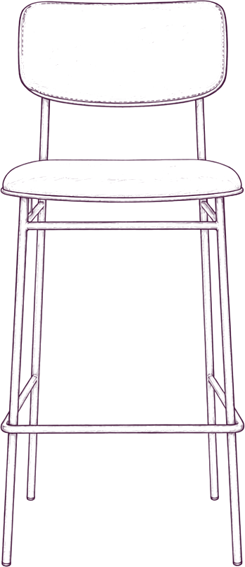 Sailor Counter Stool, front elevation line drawing