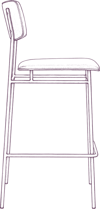 Sailor Counter Stool, side elevation line drawing