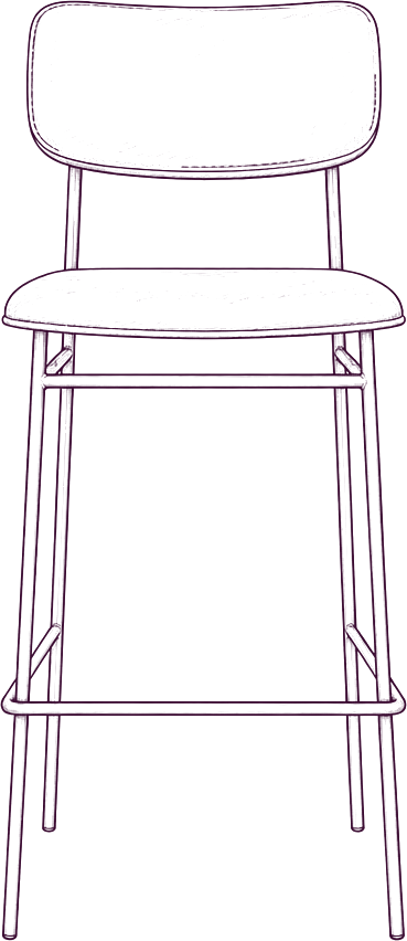 Sailor Counter Stool, front elevation line drawing