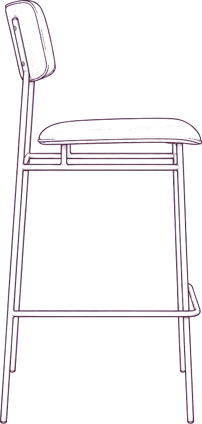 Sailor Counter Stool, side elevation line drawing