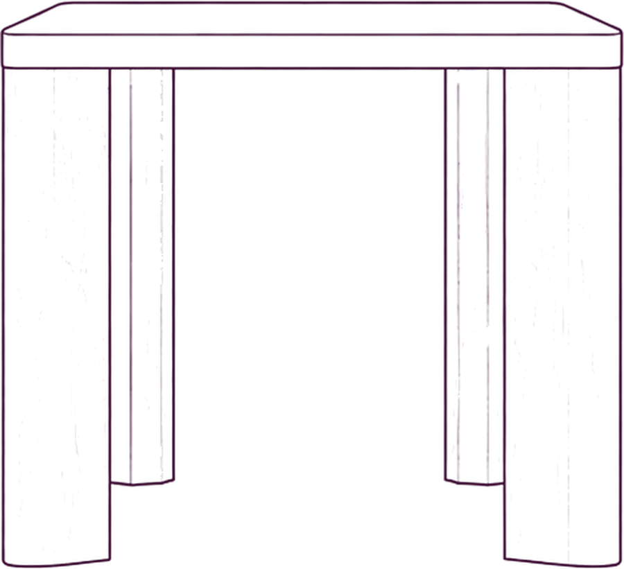 Segment Dining Table, side elevation line drawing