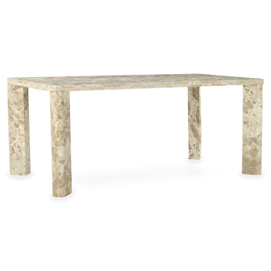Segment Dining Table in Panther Marble, three-quarter view