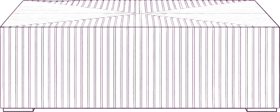 Terning Coffee Table, front elevation line drawing