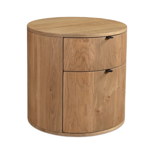 Theo 2-Drawer Nightstand in Natural, three-quarter view