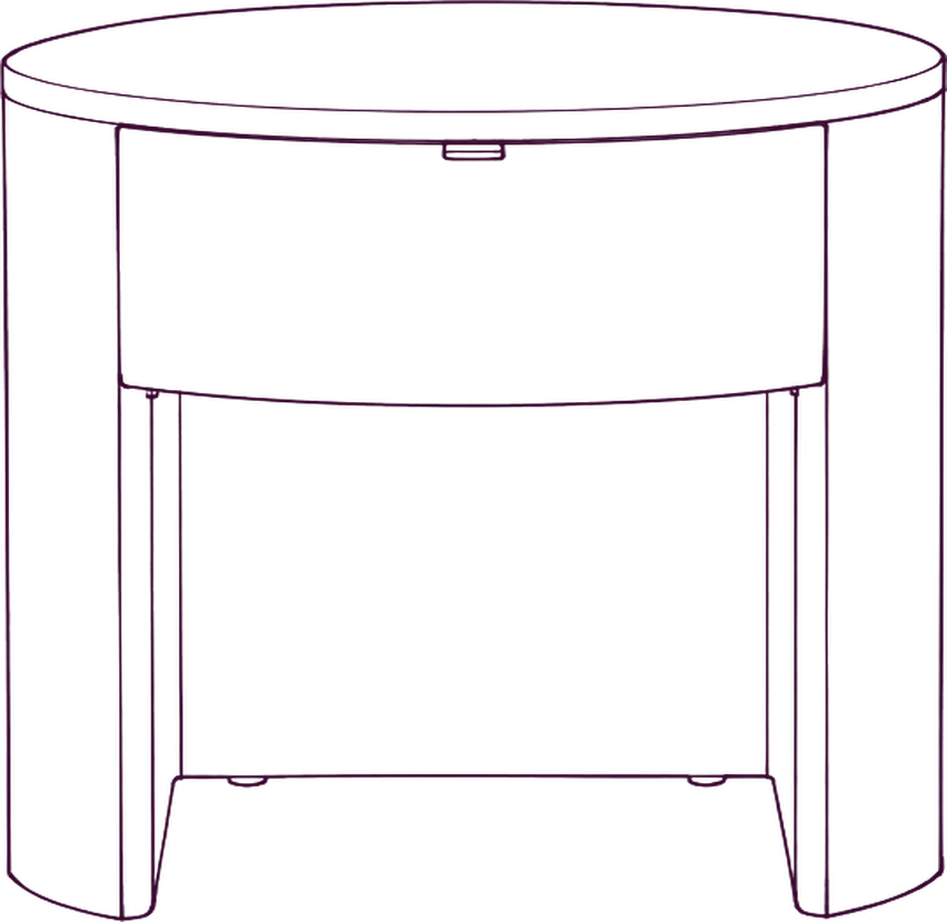 Theo 1-Drawer Nightstand, front elevation line drawing